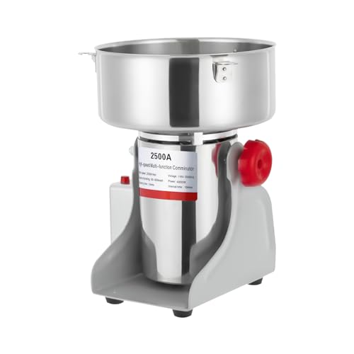 Electric Grain Mill Grinder 2500g, 4500W 2500g/5.51 lbs Spice Corn Dry Grinding Machine, 32000 RPM High Speed Stainless Steel Commercial Powder Machine, for Herbs Cereals Corn Pepper - color: Snap-on Lid, size: 2500g/5.5lbs