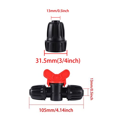 20 Pcs 1/2 inch Irrigation Tubing Fittings Barbed Locked Connectors | 2 US Standard 3/4" to 1/2" Faucet Adapters,1 Switch Valve,For (1/2" ID x0.6-0.63" OD) 16mm Drip Tubing - size: 1/2 inch Irrigation Fittings kit - B