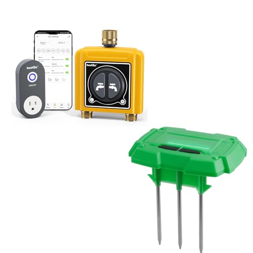 RAINPOINT WiFi Water Timer with WiFi Soil Moisture Sensor, WiFi Hose Timer for Lawn,WiFi Sprinkler Controller via APP/Voice Control,Automatic Watering System