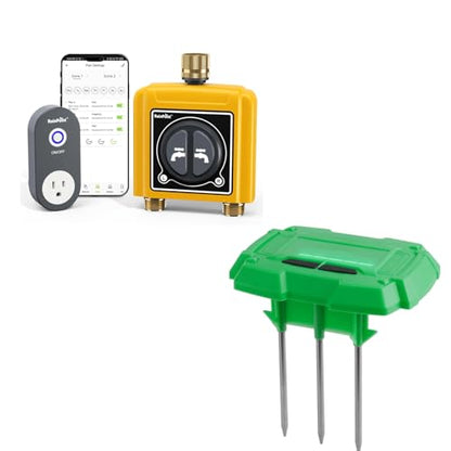RAINPOINT WiFi Water Timer with WiFi Soil Moisture Sensor, WiFi Hose Timer for Lawn,WiFi Sprinkler Controller via APP/Voice Control,Automatic Watering System