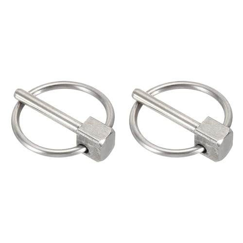 2Pcs Lynch Pin with Ring (1/8" x 3/4") - Heavy Duty Linch Pins Shaft Locking Pin Clips Stainless Steel, for Farm Tractors Trucks Lawn Mowers Trailers Trolley, Silver - size: 1/8" x 3/4"