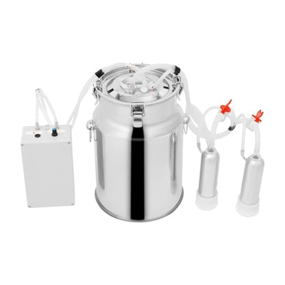 Electric Cow Milking Machine 10L, Stainless Steel Milk Bucket 35-45 kPa Vacuum Pressure Adjustable Milking Machine Electric Vacuum Pump Milker for Cows, Goats (10L) - size: 10L