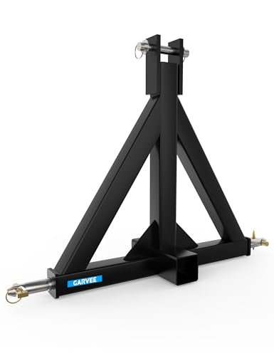 Garvee 3-Point 2" Receiver Hitch Adapter | Converts Cat 1 Tractor for Towing, Compatible with Kubota (BX/LM25H/WLM), Yanmar, Kioti, NorTrac, Cat | Heavy Duty Black Drawbar