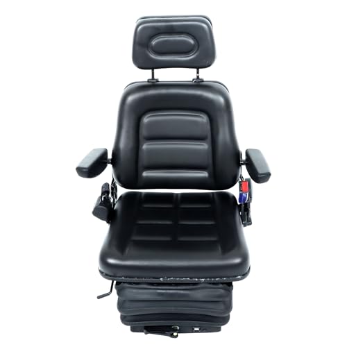 Suspension Seat Adjustable Backrest Headrest Armrest Replacement for Tractor Forklift Excavator Skid Loader