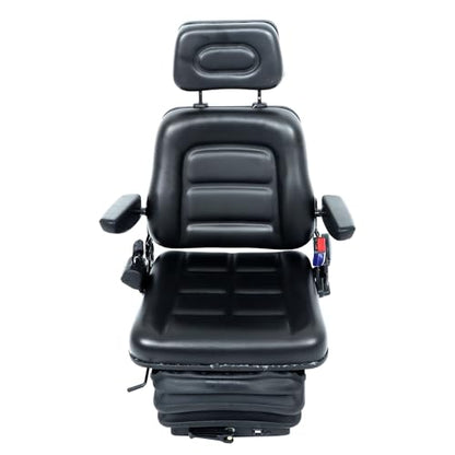 Suspension Seat Adjustable Backrest Headrest Armrest Replacement for Tractor Forklift Excavator Skid Loader
