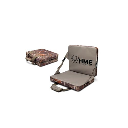 HME Durable Portable Compact Comfortable Weather-Resistant Versatile Hunting Folding Seat Foam Cushion with Adjustable Straps and Storage Pocket