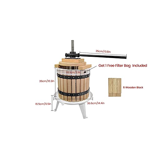 SQUEEZE master Fruit Apple Cider Wine Classic Press- 3.17 Gallon with Fruit Apple Wine Classic Crusher With Stand