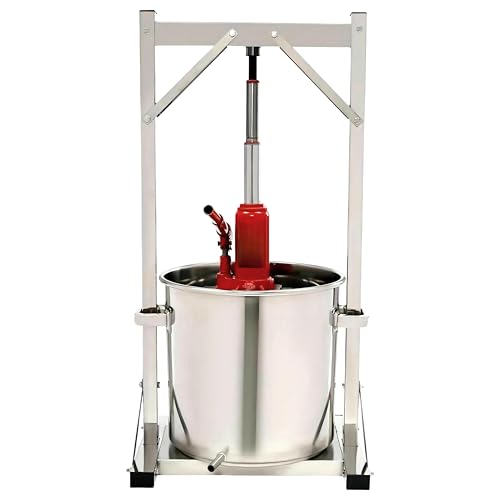 3.2 Gallon 12L Hydraulic Fruit Wine Press, Manual Juicer Press, Hand Press Squeezer for Juice Wine Cheese Cider Olive Oil, Wine Juice Making Supplies 304 Stainless Steel Inner Barrel Non-Stick