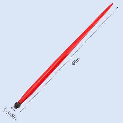 49" Heavy Duty Hay Spear,4500Lbs Capacity,Quick Attach Bale Spike with Hex Nut & Sleeve,for Buckets Tractors Loaders