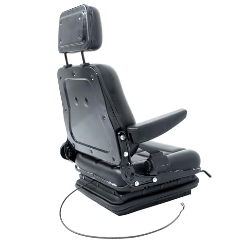 Suspension Seat Adjustable Backrest Headrest Armrest Replacement for Tractor Forklift Excavator Skid Loader