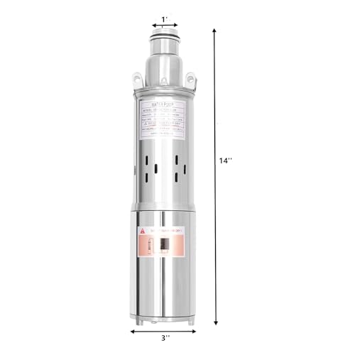 Deep Well Submersible Pump DC 12V 180W Electric Solar Powered Water Pump, 5.3 GPM Flow, 82ft Lift, Farm Ranch Irrigation Submersible Bore Hole Deep Well Pump - color: DC 12v 180w, 5.3 Gpm