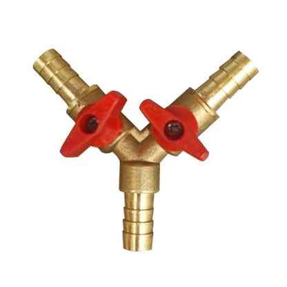 5/16" Hose Barb valve, Brass Y Shaped 3 Way Shut Off Valve - size: 5/16 Inch