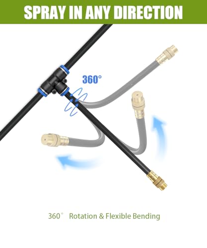 32FT 5/16" Misting Irrigation System for Garden with 10 Adjustable Nozzles - size: 32 FT+10 Nozzles