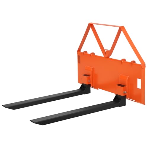 46" Heavy Duty Tractor Pallet Fork Attachment, 3,200 Lb Capacity Quick Attach Forks with 2" Receiver Hitch, Steel Loader Forks for Skid Steer and Tractor, Farm Warehouse Material Handling