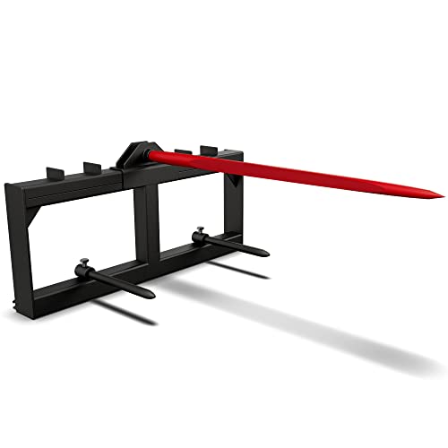YITAMOTOR 49" Hay Spear Attachment, 2000LBS Quick Attach for Skid Steer