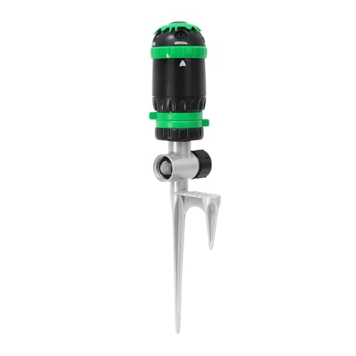 RESTMO Gear Drive Sprinkler with Step Spike Base, Green - color: Green, size: 1 Pack