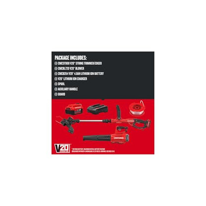 CRAFTSMAN V20 String Trimmer and Leaf Blower Combo Kit, Cordless (CMCK297M1) - style: 20V Extended Runtime Trimmer + Blower Kit