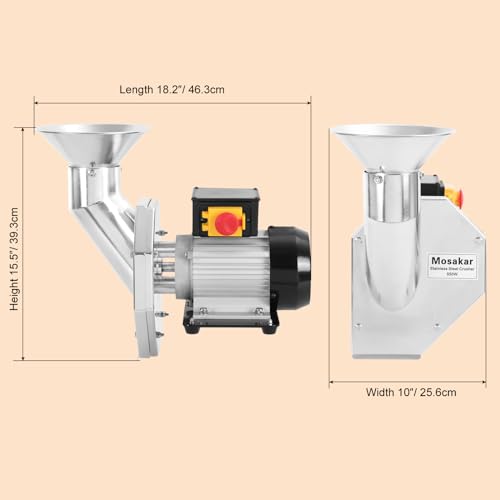 Tabletop Mosakar Fruit Crusher. Whole Apple Pear Potato Grinder. Reinforced Stainless Steel Blade. Make Fine Pulp