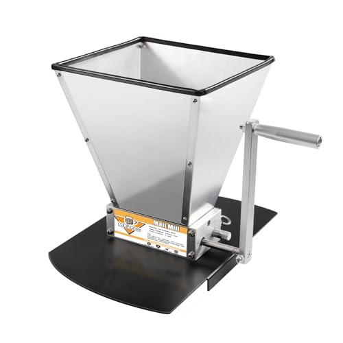 MRbrew Metal Base Malt Crusher, Homebrew Stainless Steel Adjustable 2 Bearing Roller Low Speed Electric Drill Available Brewing Beer Grain Malt Mill Wheat Barley Grinder with Manual Crank Handle | Stainless Steel Grinder Mill with Adjustable 2 Bearing Rol