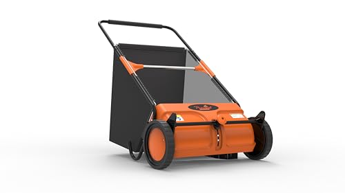 21-Inch Push Lawn Sweeper, Quick Dump & Dustproof Yard Sweeper for Leaves and Grass, Adjustable Height with Large Hopper Bag