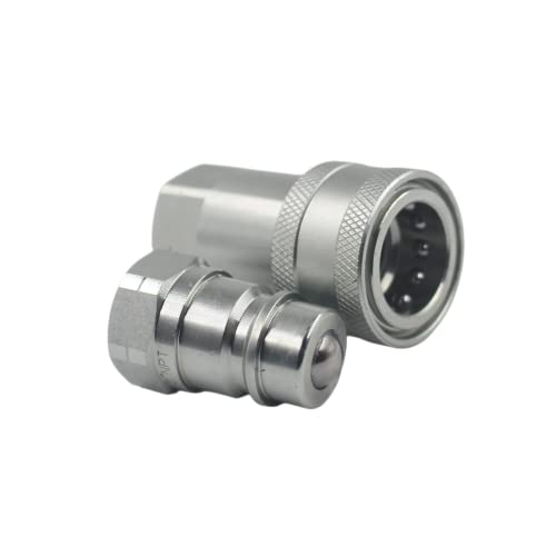 2-Set 1/2" Ag ISO5675 Carbon Steel Hydraulic Quick Disconnect Coupling Ball Valve，Pioneer Type with Black and Green Colour Dust Cap - size: 1/2"NPT-Ball(Black and Green)