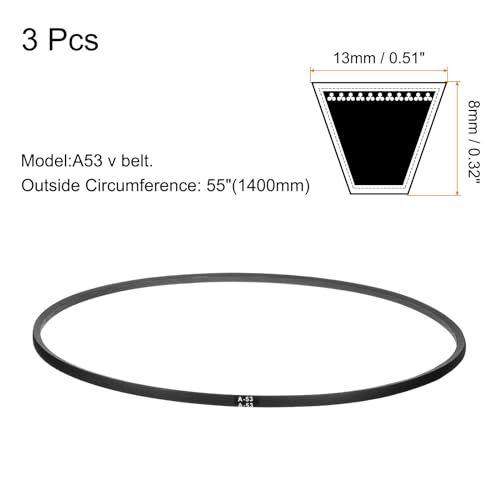 uxcell 3pcs A53 or 4L550 Classic Wrapped Rubber V-Belt, 53"(1350mm) Inside Circumference, A Profile V Belt - size: A53