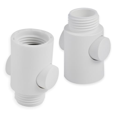 2 Pack Handle held Showerhead Shut Off Valve - Large Button - One Hand Flow Control - Water Saver flow restrictor -RV, Camper accessories. (Matte White) - color: Matte White