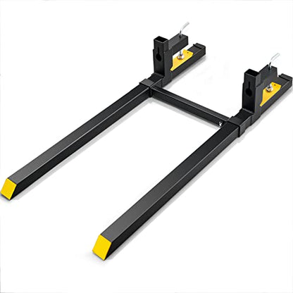 VEVOR Pallet Forks, 2000 lbs Clamp on, 60" Total Length | Heavy Duty, Adjustable Stabilizer Bar, For Tractor Attachments, For Skid Steer, For Loader Bucket