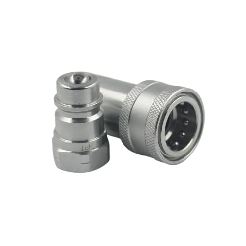 2-Set 1/2" Ag ISO5675 Carbon Steel Hydraulic Quick Disconnect Coupling Ball Valve，Pioneer Type with Black and Green Colour Dust Cap - size: 1/2"NPT-Ball(Black and Green)