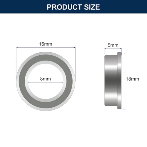 F688ZZ Flanged Ball Bearing, ID 8mm x OD 16mm x Width 5mm Miniature Bearings, Double Metal Shielded Deep Groove Bearings, Pre-Lubricated (GCr15) Chrome Steel 10pcs - size: F688ZZ 8mmx16mmx5mm