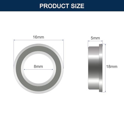 F688ZZ Flanged Ball Bearing, ID 8mm x OD 16mm x Width 5mm Miniature Bearings, Double Metal Shielded Deep Groove Bearings, Pre-Lubricated (GCr15) Chrome Steel 10pcs - size: F688ZZ 8mmx16mmx5mm