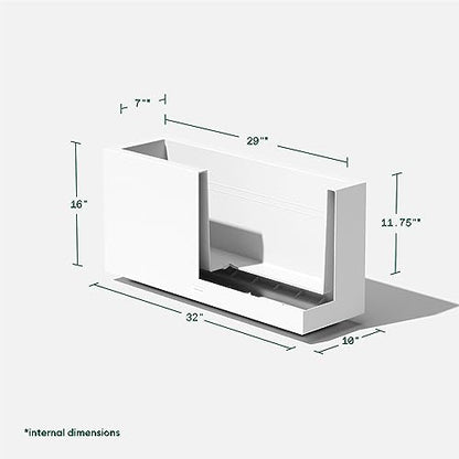 Veradek Block Series Long Box Planter - Rectangular Outdoor Planter - color: White, size: Medium