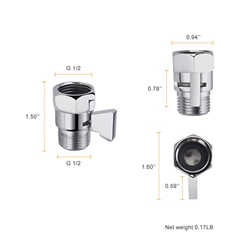 Angle Brass Shut Off Valve for Handheld Shower, Water Pressure Regulator Replacement, Chrome - color: Chrom