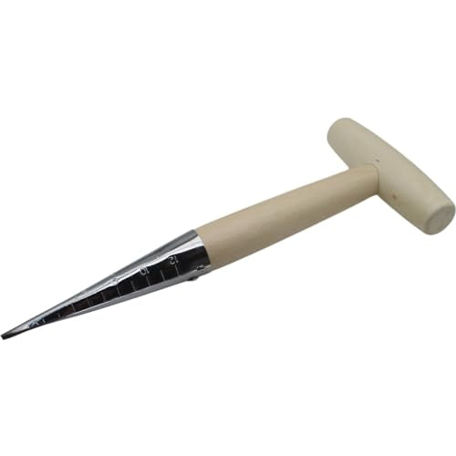 Garden Hand Dibber Seed Planter Tool Stainless Steel Sow Dibbler with Wooden Handle Garden Hole Punch Dibbler Tool for Sowing Seed (1pcs)