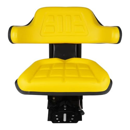 Yellow Universal Adjustable Tractor Suspension Seat Fits for John Deere 1020 1530 2020 2030 2040 5210 5300, fits for Ford & New Holland 3000 3010 3300 3400 3600 3610, Shock Absorption Alloy Steel+PVC