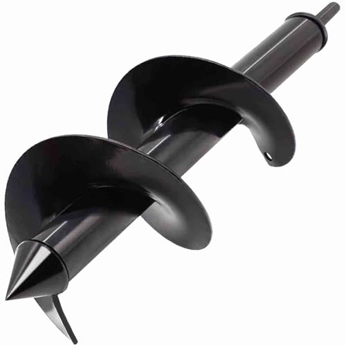 TCBWFY 4"x12"Auger Drill Bit for Planting Digging Holes,Garden Plant Flower Bulb Auger Spiral Hole Drill Rapid Bulb Planter Earth Auger Bit,Compatible to Hex Adjustable Chuck - size: 4"x12"-Black