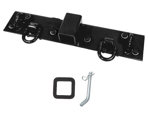 Mytee Products 5-1/2"x22" Black Tractor Bucket Grab Hooks Bolt 2" Hitch Receiver for Deere 1025R 2320 2520 2720 2025R 2032R 2038R 3032E 4010 Tractor Bolt on Plate w/D-Ring & Grab Hooks - 4,700 lbs - color: Black, size: 3/8" Hook, style: 1 - Pack