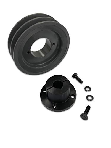 Double Groove 4.25" Cast Iron Electric Motor " H " Pulley/Sheave, Bushing Included, for 3/8" and 1/2" Top Width 3L/A/AK/4L/4LK Section V Belt, 2 Groove (5/8" Shaft / 0.625 Bore, 2AK44H) - size: 5/8" Shaft / 0.625 Bore
