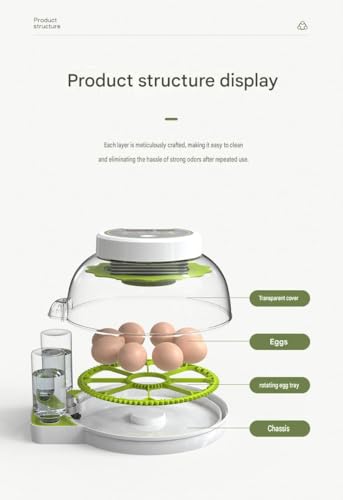 JUJOJB 12-Egg Incubator for Hatching Eggs, Auto Turner, Temp Control - color: Green