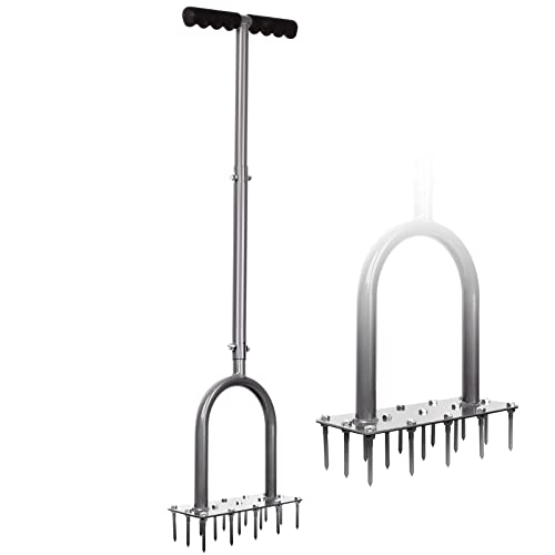 Walensee Manual Lawn Aerator Tool with 15 Iron Spikes, Garden Spike Aerator - style: 3-Row Spikes