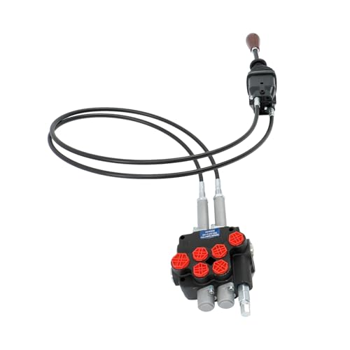 kimllier P80 Remote Control Double Acting Hydraulic Control Valve 1.5m Cable Joystick Remote Control, Cast Iron, for Construction and Agricultural Equipment