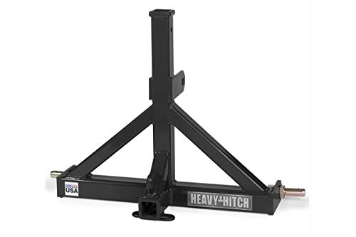 Category 2 Dual Receiver Drawbar Three Point Hitch Adapter (Black) - Made in The USA - color: Black