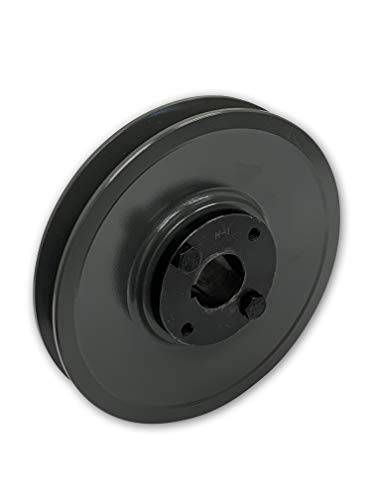 Single Groove 6.25" Cast Iron Electric Motor" H" Pulley/Sheave, Bushing Included, for 5/8" Top Width B/5L/BK/5LK Section V Belt, 1 Groove Pulley (1" Shaft / 1.00 Bore, BK65H) - size: 1" Shaft / 1.00 Bore