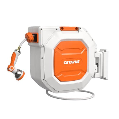 Retractable Garden Hose Reel 5/8 inch x 100 ft Wall Mounted - color: White, size: 5/8"-100FT