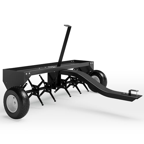 48" Tow Behind Lawn Plug Aerator with Universal Hitch, Black - color: Black-48 Inch