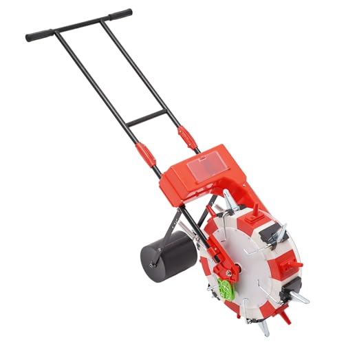 Hand Push Seeder Machine Corn Seeder Spreader Manual Seed Drill with 6 Nozzles for Garden and Vegetable Field