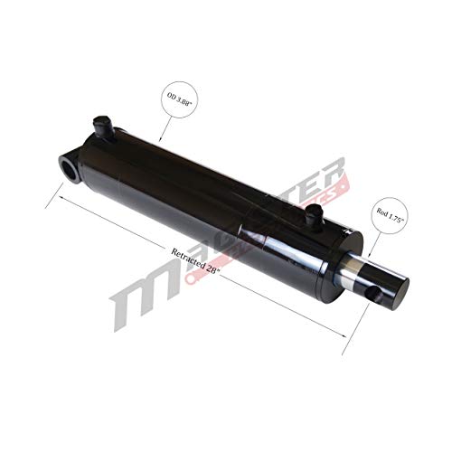 Magister Hydraulic Cylinder 3.5" Bore x 20" Stroke, Welded Hydraulic Ram with Pin Eye Mount, Double Acting Hydraulic Piston 3500 PSI (WPE 3.5x20) - color: Black, size: 20" Stroke