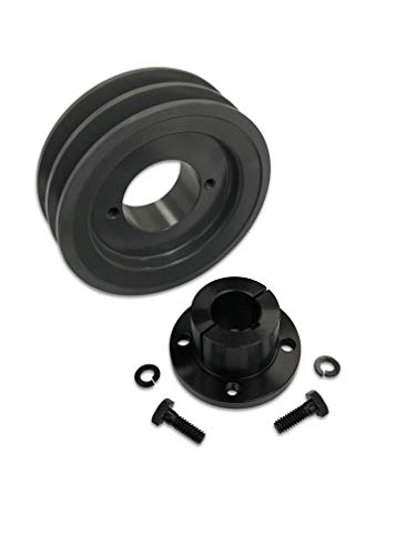 Double Groove 5.45" Cast Iron Electric Motor " H " Pulley/Sheave, Bushing Included, for 3/8" and 1/2" Top Width 3L/A/AK/4L/4LK Section V Belt, 2 Groove (7/8" Shaft / 0.875 Bore, 2AK56H) - size: 7/8" Shaft / 0.875 Bore