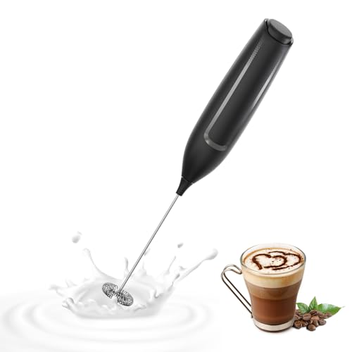 Milk Frother Handheld Battery, Electric Foam Maker Frother Wand, Drink Mixer with Stainless Steel Whisk for Coffee, Matcha, Lattes, Cappuccino Black - color: No Stand