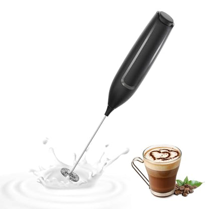 Milk Frother Handheld Battery, Electric Foam Maker Frother Wand, Drink Mixer with Stainless Steel Whisk for Coffee, Matcha, Lattes, Cappuccino Black - color: No Stand